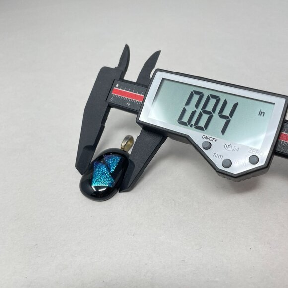 Dichroic Fused Glass Pendant Signed CS Blue Modern Art Avant Garde Handmade - Picture 8 of 10